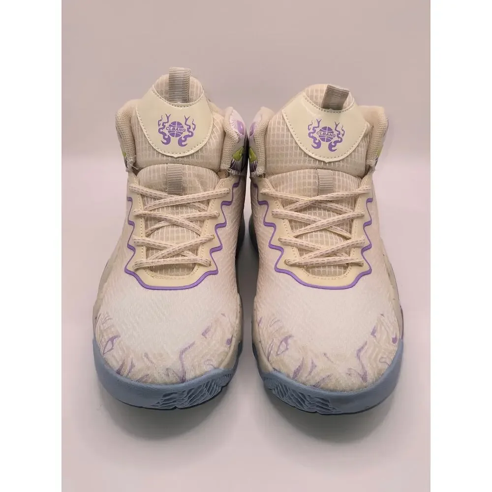 CLIBANG Basketball Shoes Men's 8.5 Women's 10 White Purple High Top New